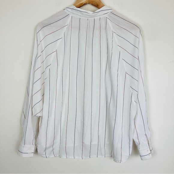 Sacrecoeur striped button front shirt with raglan sleeves and boxy fit. Small - Picture 6 of 8